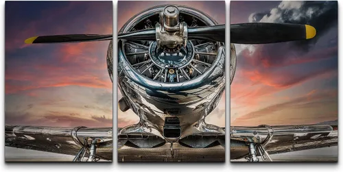 Vista 102 de wall26 Lienzo enmarcado para pared, juego de arte exótico tropical, océano, mar, avión, puesta de sol, transporte, fotografía, realismo, decorativo