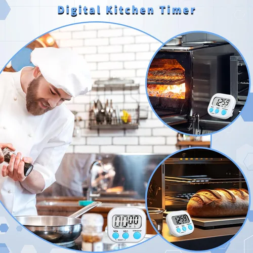 Vista 6 de Kanayu Paquete de 48 temporizadores de cocina digitales a granel magnéticos para profesores de aula, interruptor de encendido/apagado, alarma