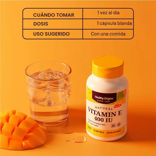 Vista 5 de Healthy Origins Vitamina E 400 UI, tocoferoles mixtos naturales, 90 cápsulas blandas