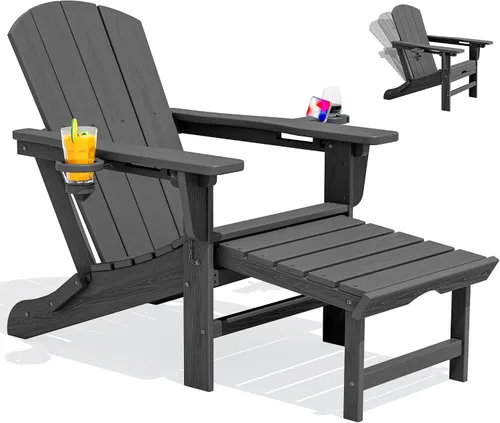 Vista 23 de SERWALL Silla Adirondack ajustable plegable HDPE con reposapiés, Aruba