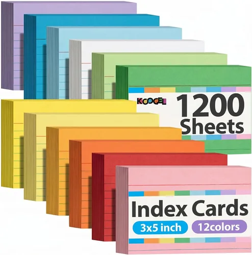Vista 10 de Koogel - 200 tarjetas de índice de 3 x 5, tarjetas de índice de colores rayadas en ambos lados para la vuelta a clases, tarjetas de notas pesadas