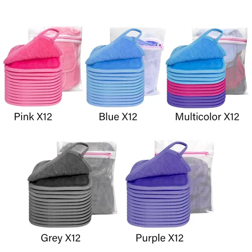 Vista 7 de KODAMO Paño removedor de maquillaje, almohadillas removedoras de maquillaje reutilizables, lavables con bolsa de malla, paños de microfibra