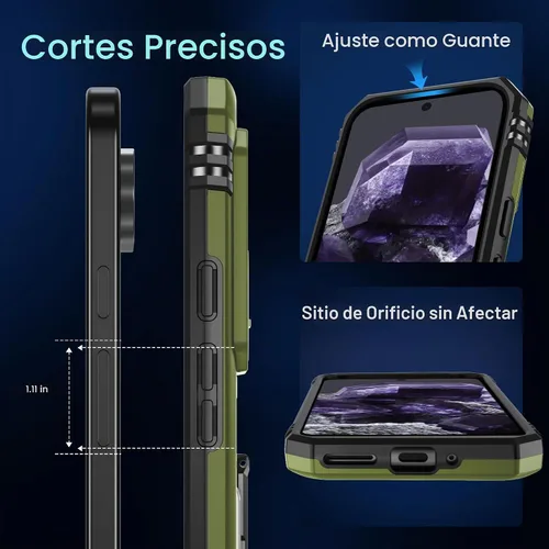 Vista 6 de DEERLAMN Funda para Google Pixel 10 Pro XL con cubierta deslizante para cámara + protector de pantalla (1 unidad), anillo giratorio con soporte