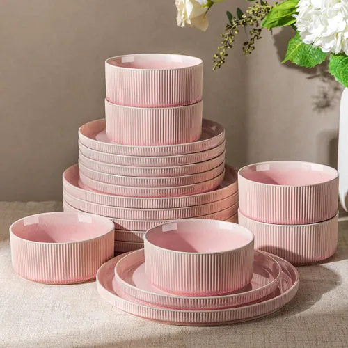 Vista 10 de GBHOME Stoneware Dinnerware Sets for 4, 12-Piece Plates and Bowls Set