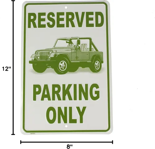 Vista 2 de Letrero "Parking Only" con imagen de Jeep.