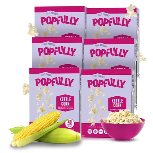 Vista 29 de POPFULLY Palomitas 94% libres de grasa totalmente explotadas, bolsas para compartir, sabor a mantequilla ligera, gran explosión, bolsas