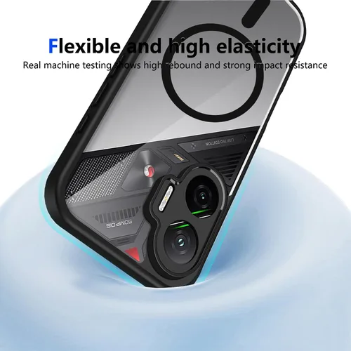 Vista 495 de Funda magnética transparente compatible con Xiaomi 17T, color negro 2 en 1 PC + TPU cubierta de teléfono a prueba de golpes, carcasa protectora