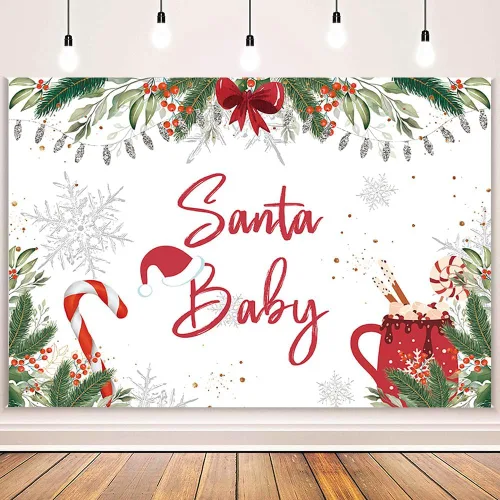 Vista 2 de MEHOFOND Telón de fondo de Navidad para baby shower, copo de nieve, fondo blanco para fotografía, decoración de baby shower, pancarta, decoración