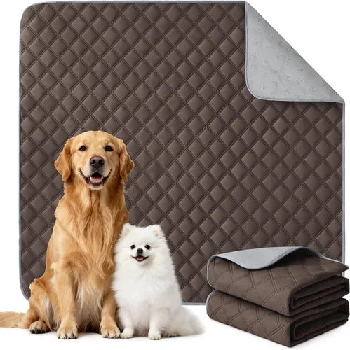 Vista 9 de Eterish Paquete de 2 almohadillas reutilizables y lavables para orina para perros, grandes, extragrandes, 36 x 41 pulgadas, paquete de 2 Beige