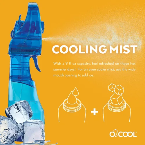 Vista 9 de O2COOL Ventilador de nebulización de mano LED Deluxe con batería Raspberry