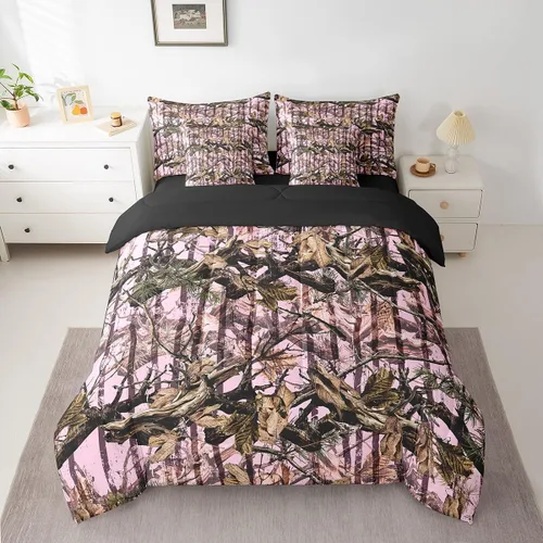 Vista 21 de Feelyou Juego de edredón botancial de camuflaje con bandera estadounidense Negro Marrón Oscuro
