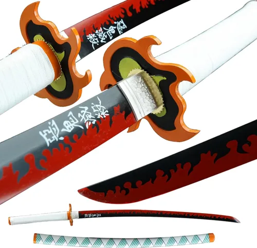 Vista 10 de Demon Slayer - Espada Tanjiro Katana de acero 1065, espiga completa, hecha a mano, Katana japonesa real, 41 pulgadas