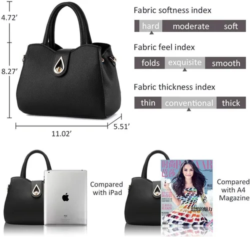 Vista 6 de Pahajim Bolso de cuero sintético para mujer, con asa superior, cartera de dama, elegante, para trabajo, ataché, bolsa de mano Medium structured