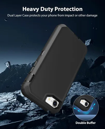 Vista 3 de Jelanry Funda para iPhone SE 2022/2020, para iPhone 8/7, Resistente de Servicio Pesado Rugosa a Prueba de Golpes de Doble Capa Carcasa Protectora