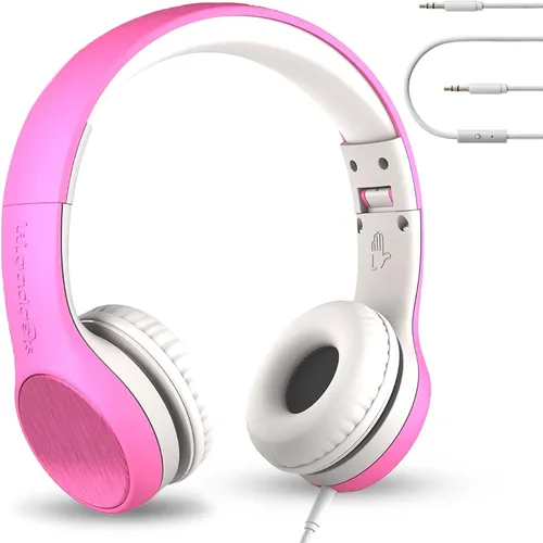 Vista 10 de LILGADGETS Conexión+ estilo prémium volumen limitado con SharePort - Audífonos con cable para niños