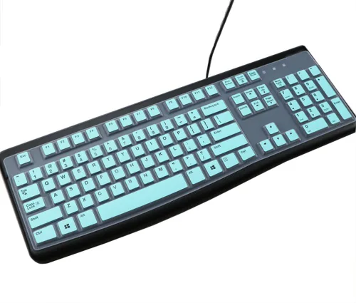 Vista 14 de Funda de silicona para teclado de escritorio ultrafina, compatible con Logitech K120 y MK120 teclado USB con cable (azul degradado)