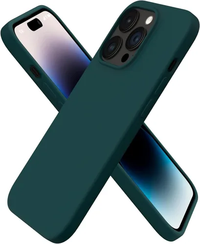 Vista 8 de ORNARTO - Funda para iPhone 14 Pro de 6.1 pulgadas, silicona líquida delgada, azul bebé 3-Layer Full Covered Soft Gel Rubber, Non-Slip Grip