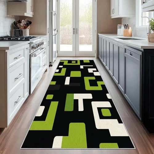 Vista 10 de Geometric Runner Rug 2x4 Small - Hallway Runner Rug Retro Mid Century Modern Abstract Pattern, Non Slip, Washable, Geometric Home Decor Carpet for