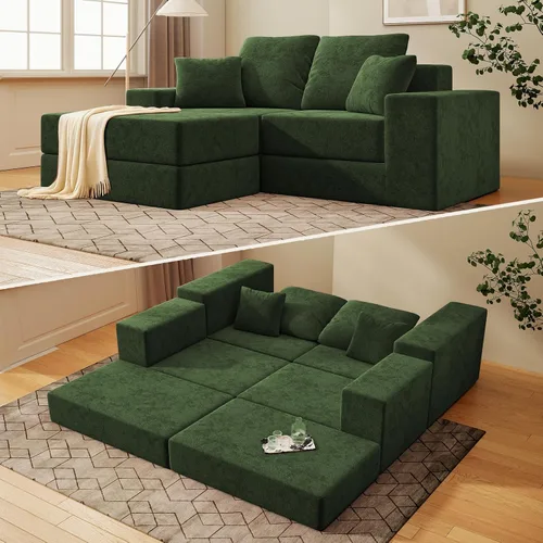 Vista 8 de Living&Giving Sofá seccional en forma de nube para sala de estar, sofá modular sin huesos con 1 otomano, el asiento central se puede combinar