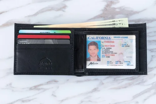 Vista 8 de Alpine Swiss Cartera plegable de cuero con bloqueo RFID para hombre de alta capacidad
