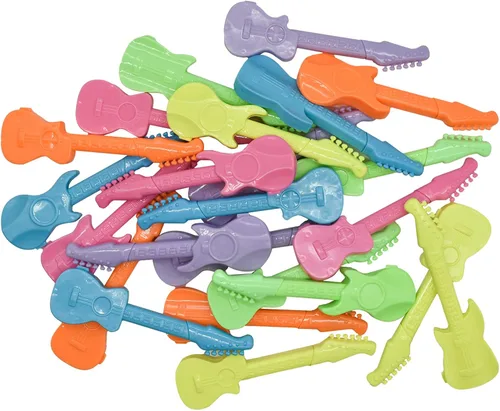 Vista 8 de Maydahui 24 mini bolígrafos de guitarra, novedosos bolígrafos de música, color caramelo, estilo simple, tinta azul para escuela, estudiantes, fiestas