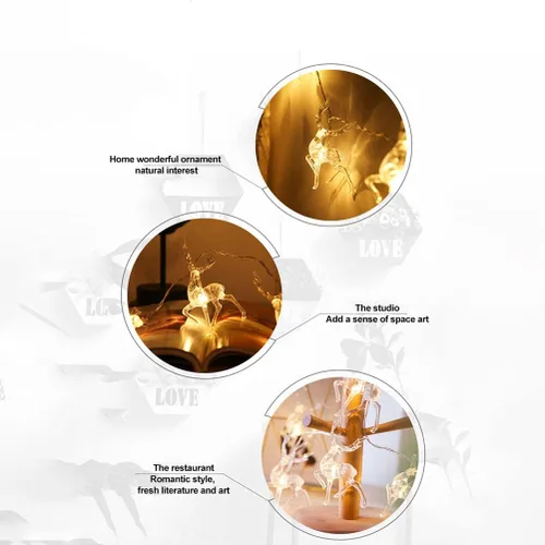 Vista 5 de Enfudid Tira de luces de Navidad con diseño de reno, 10 luces LED de color blanco cálido, funciona con USB, decoraciones de Navidad para regalos