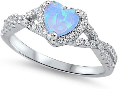 Vista 38 de Elige tu color. Anillo de compromiso de plata fina con diseño de corazón y halo Claro