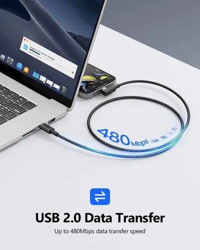 Vista 7 de SUNGUY Cable USB C a USB C de 6 pulgadas [2 unidades], ángulo recto de 0.5 pies, 90 grados tipo C a C, 60 W, PD de carga rápida, compatible