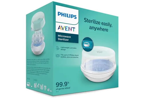 Vista 5 de Philips AVENT Esterilizador de vapor para microondas para biberones, chupetes, tazas y más, SCF281/05 (paquete de 3)