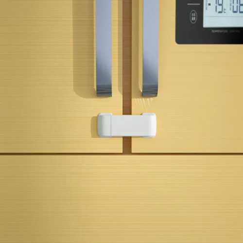 Vista 7 de SAFELON Cerradura francesa de seguridad para puerta de nevera para bebé, cerradura de refrigerador doble a prueba de niños, cerradura de armario