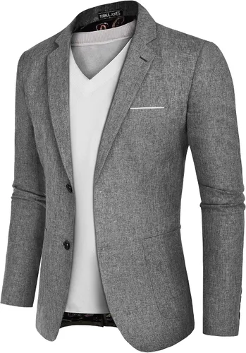 Vista 7 de PJ PAUL JONES Chaqueta deportiva casual para hombre, chaqueta de negocios ligera con dos botones