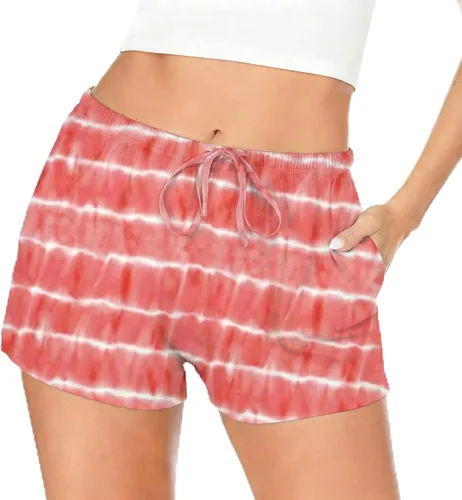 Vista 17 de Ekouaer - Pantalones cortos de pijama para mujer con bolsillos elásticos y tira elástica, para dormir, con cordón Negro