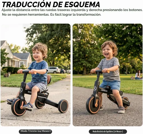 Vista 8 de SEREED Triciclo de empuje 5 en 1 para niños pequeños de 1 a 4 años Negro