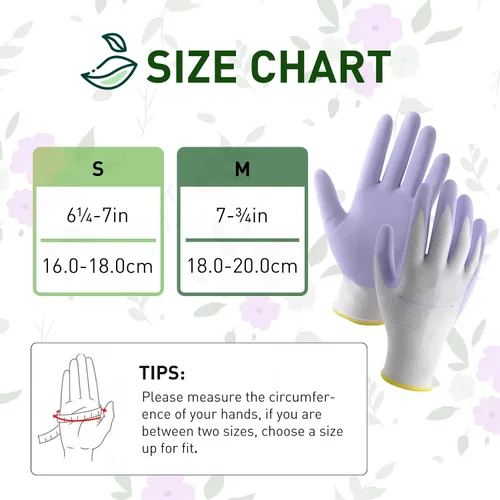 Vista 7 de HANDLANDY Guantes de jardinería para mujer, 3 pares de guantes de trabajo transpirables con revestimiento de nitrilo, el mejor regalo para mujeres