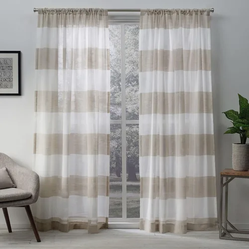 Vista 12 de EXCLUSIVE HOME Darma - Par de paneles de cortinas de lino transparente con bolsillo para barra, 50 x 84 pulgadas, color negro perla