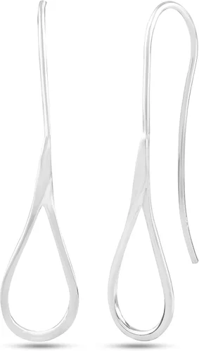 Vista 9 de LeCalla Aretes colgantes de plata de ley 925 Aretes colgantes ligeros en forma de alambre en forma de lágrima para mujer Piercing hipoalergénico