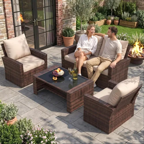 Vista 9 de UDPATIO Juego de muebles de patio, juegos de muebles de exterior con sofá Gris oscuro