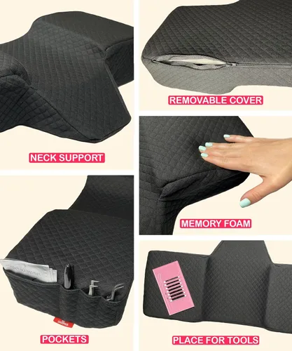Vista 2 de Almohada para la cabeza + almohada de piernas + funda lavable Almohada curvada de espuma viscoelástica con soporte para cuello y espalda