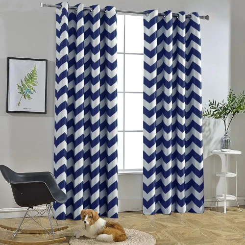 Vista 14 de Melodieux - Cortinas de chevron de moda para sala de estar y comedor, cortinas con ojales oscurecedores y parte superior para ventanas