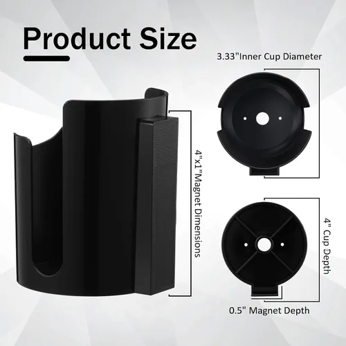 Vista 3 de Honeydak Paquete de 2 portavasos magnéticos resistentes para automóvil, soporte magnético universal para latas, tractor, camión, imán fuerte, se