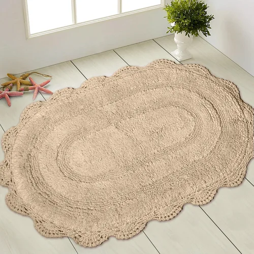 Vista 42 de Chardin home Alfombra de baño de ganchillo beige, alfombra de baño ovalada 100% algodón con borde de ganchillo artesanal hecho a mano, alfombra