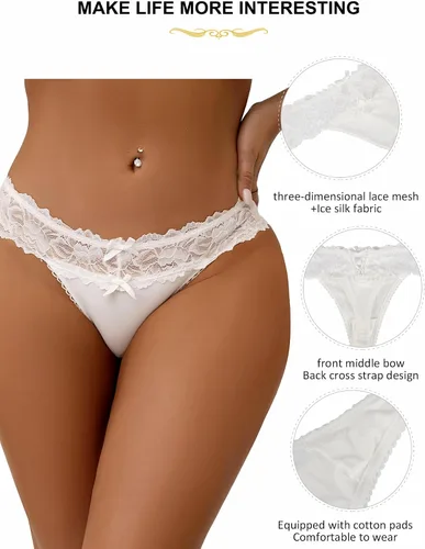 Vista 40 de ohyeah Tangas sexy de encaje tangas bragas de tiro bajo ropa interior para mujer de algodón entrepierna braga tangas bragas 4-18