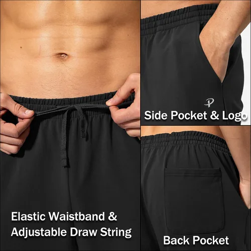 Vista 5 de Pudolla Pantalones deportivos de yoga de algodón para hombre, pantalones deportivos de descanso con parte inferior abierta, pantalones casuales