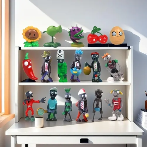 Vista 6 de JHESAO Juego de 17 piezas de juguetes de plantas de PVZ, figuras de zombies, serie PVZ, juguetes de PVC, grandes regalos para niños y fanáticos