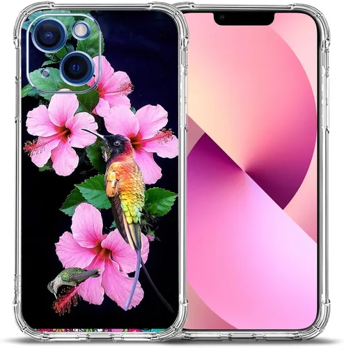 Vista 22 de Funda para iPhone 13 Pro Max, protección contra caídas de flores de mariposa azul, rosa, a prueba de golpes, carcasa protectora de cuerpo completo