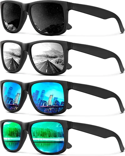 Vista 45 de KALIYADI Sunglasses Men Polarized Sun glasses for Mens Womens Classic Matte Black Frame UV Protection 3pack negro + negro + amarillo + amarillo
