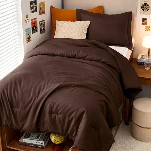 Vista 42 de MUXHOMO Juego de edredón beige tamaño individual/individual XL, ropa de cama alternativa ultrasuave para todas las estaciones. El juego de cama