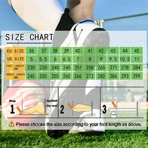 Vista 2 de Zquaus Botas de fútbol para hombre, zapatos de fútbol, zapatos de punta, zapatillas de deporte cómodas para adultos, atlético, al aire