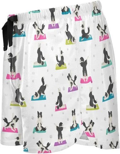 Vista 4 de vvfelixl Pantalones cortos de dormir para mujeres, cachorros, pantalones cortos de pijama con bolsillos, pantalones de dormir S-XXL