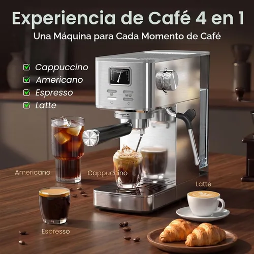 Vista 4 de Electactic Máquina de café expreso de 20 bar con espumador de leche Acero inoxidable